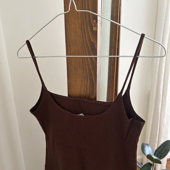 Reformation Women's Medium Brown Ribbed Knit Tank Top - Picture 3 of 11